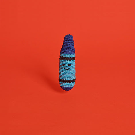 Crochet blue crayon dog toy