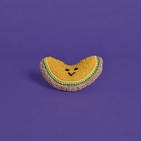 Cotton crochet cantaloupe dog toy