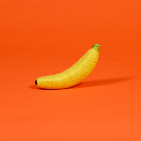 Felted wool banana dog toy