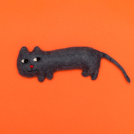 Felted wool grey cat dog toy