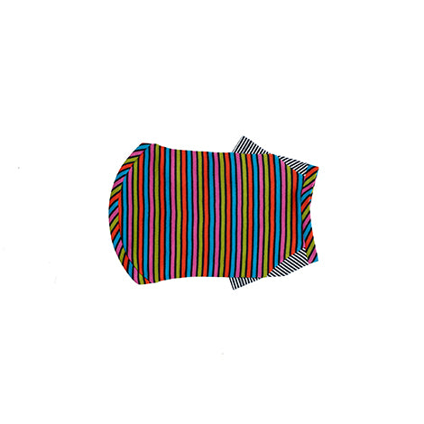 Front view of multi striped dog t shirt