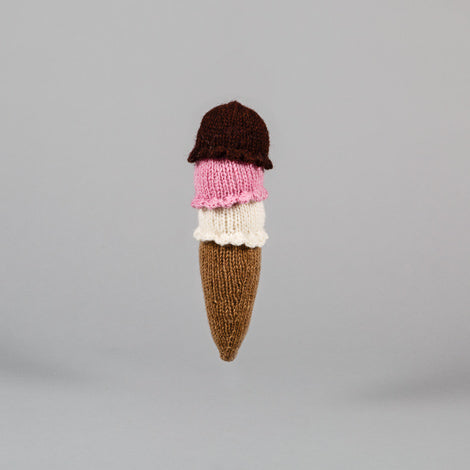 Hand Knit Wool Ice Cream Cone Dog Toy