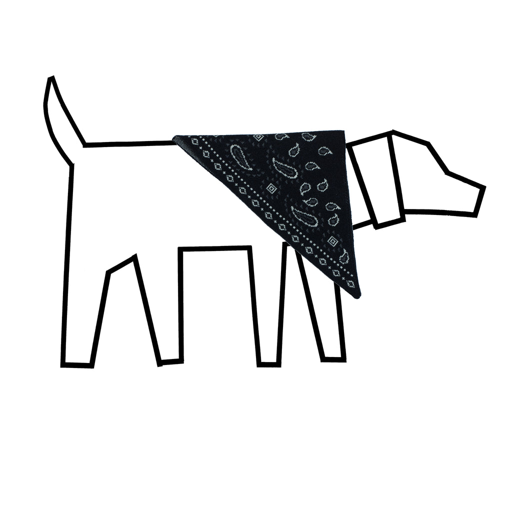 Black Bandana Print Wool Knit Dog Bandana