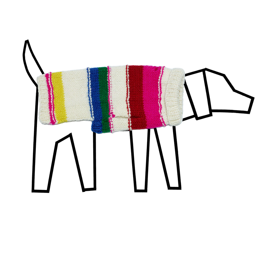 Neon striped Wool Hand Knit Dog sweater