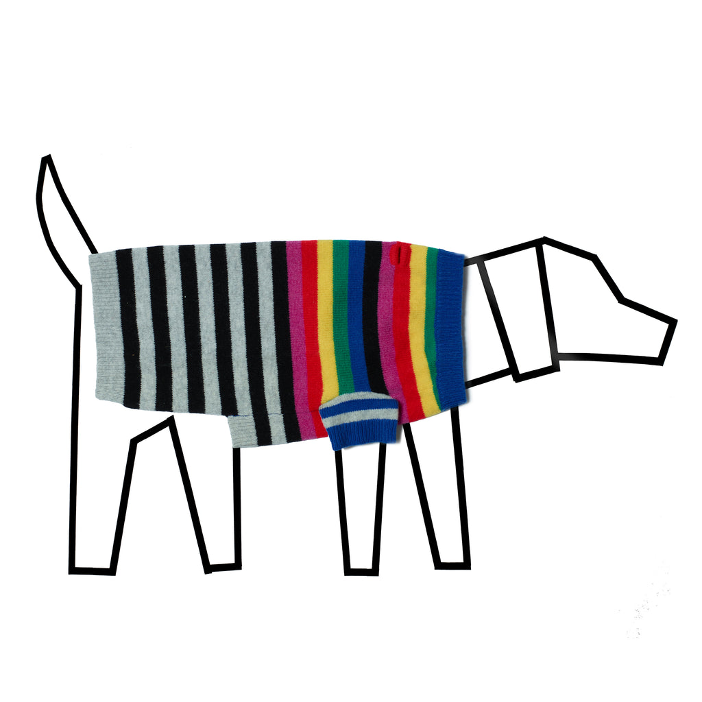 Multi striped colorful wool dog sweater