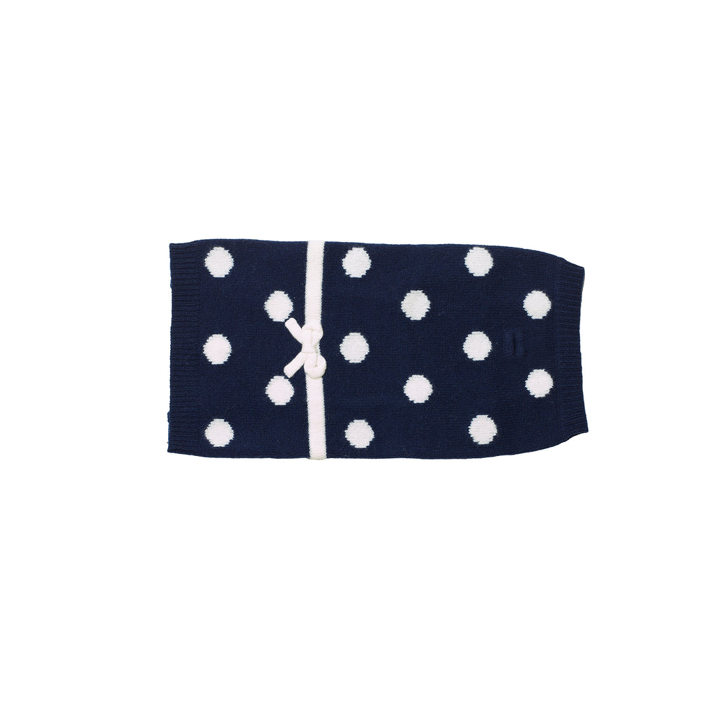 Navy and Ivory Polka Dot Dog Bow Sweater