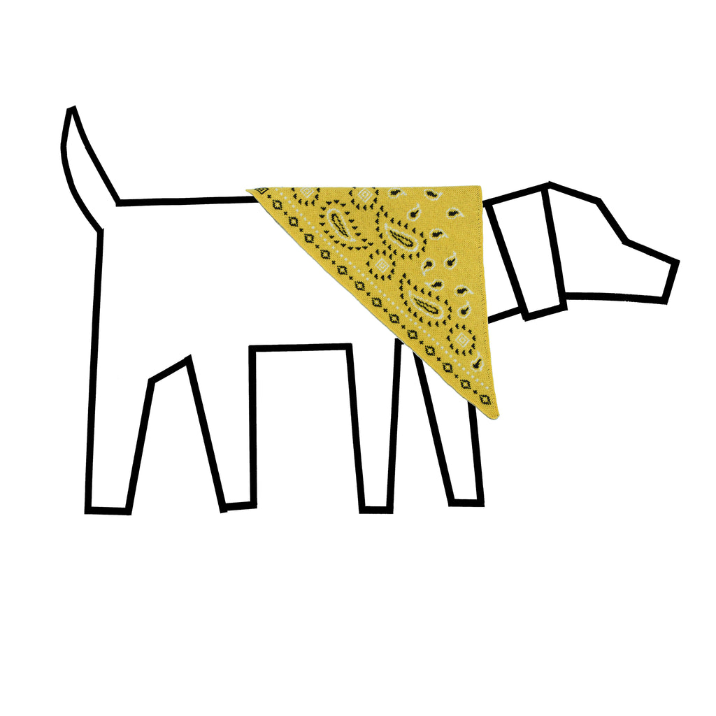 Yellow Wool Knit Bandana Print Dog Bandana