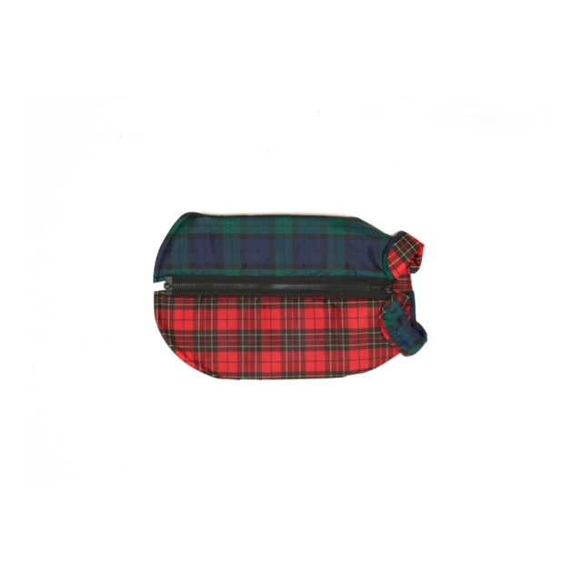 two tone plaid dog puffer jacket front view 