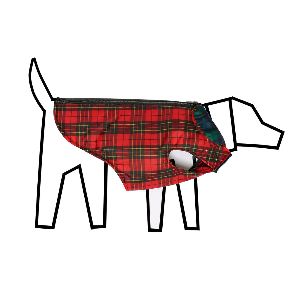 Two tone plaid dog puffer jacket