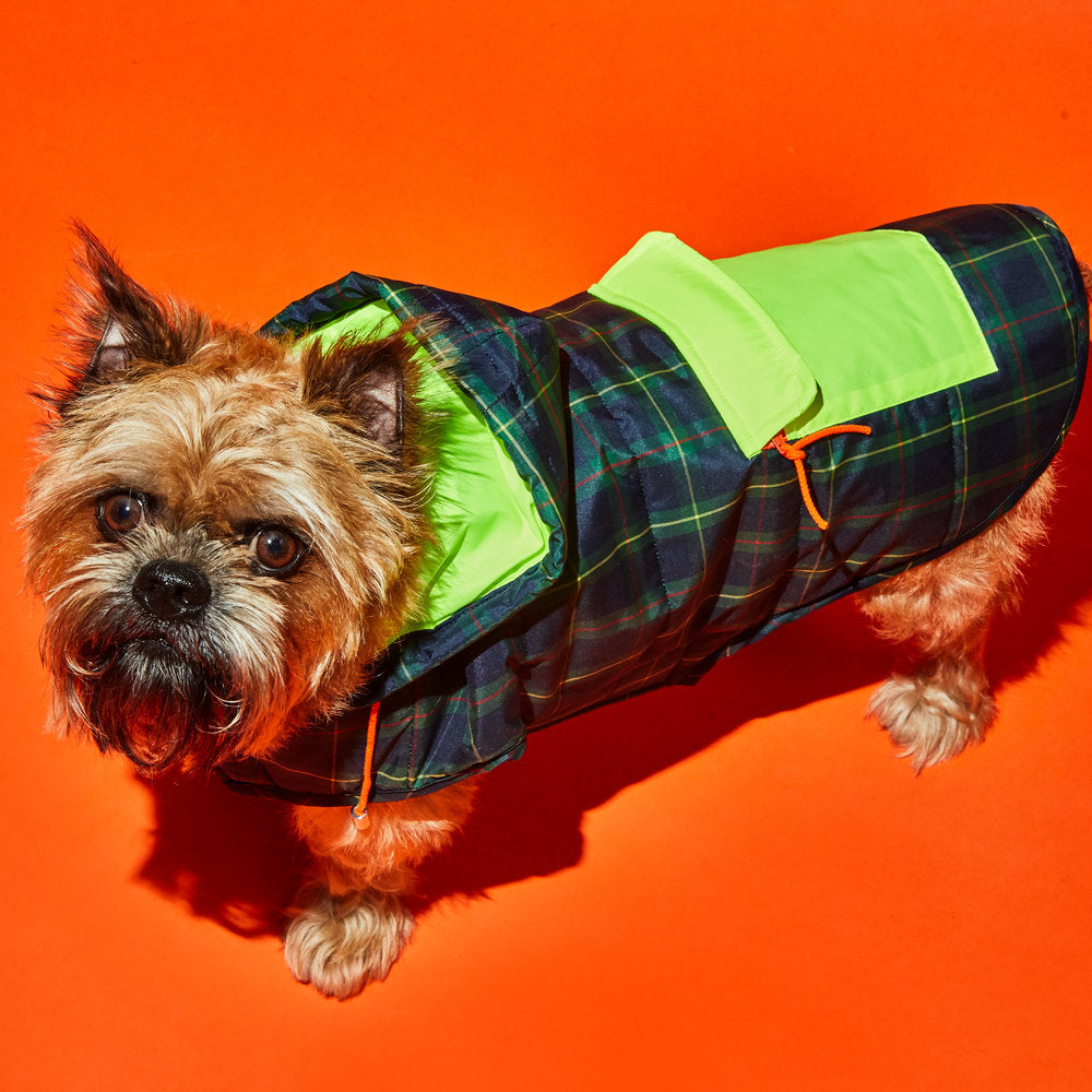 Plaid/ Neon Yellow Nylon Puffer Jacket – Ware of the Dog